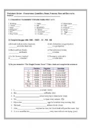 Test - Personal pronouns, Quantifiers, There to be, Simple Present and Present Continuous, time