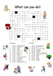 English Worksheet: Crossword - What can you do?