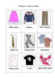 English Worksheet: Flashcards - Clothes, material and patterns