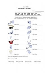 English Worksheet: Body Parts Worksheet