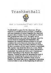 English Worksheet: Trashketball