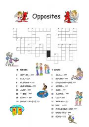 English Worksheet: Crossword OPPOSITES