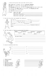 English Worksheet: Describing cartoon characters