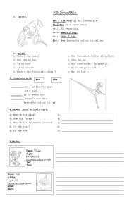 English Worksheet: The Incredibles