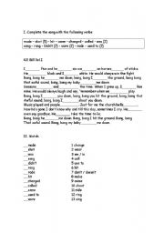 English Worksheet: song