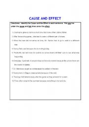 English Worksheet: CAUSE AND EFFECT