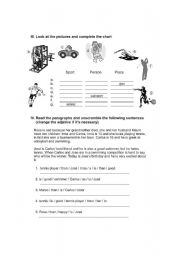 English Worksheet: Sport Vocabulary and Unscramble sentece