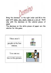 English Worksheet: MUCH MANY DOMINO part 1