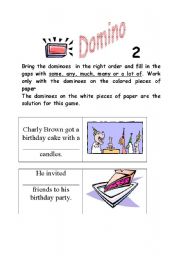 English Worksheet: MUCH MANY DOMINO part 2