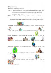 English Worksheet: Simple Past Pictures Activity