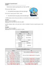 English Worksheet: Reported Speech