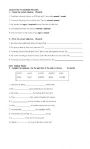 English Worksheet: past simple, adjectives