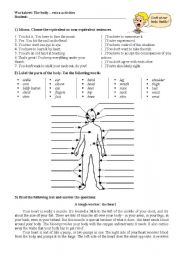 English Worksheet: The body - varied activities