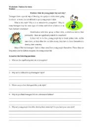 English Worksheet: Fashion for teens!