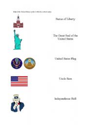 English Worksheet: United States Symbols Matching Worksheet