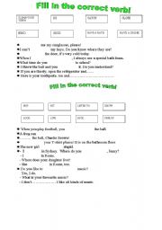 English worksheet: Verb Fill in