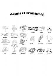 English Worksheet: Means of Transport