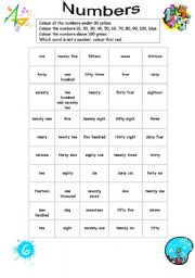 English Worksheet: Numbers