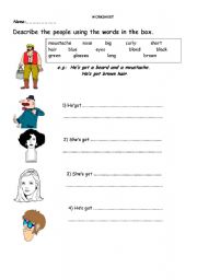 English worksheet: Have got & Has got