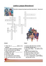 English Worksheet: Jusice League Showdown Crossword