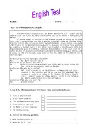 English Worksheet: English Test -Sports and Hobbies