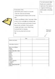 English Worksheet: A letter from Dan- reading comprehension 