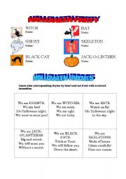 English Worksheet: halloween party-rhymes