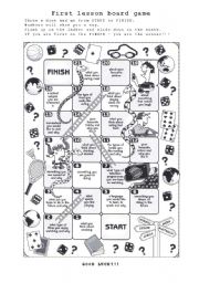 English Worksheet: First lesson board game