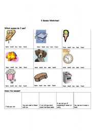 5 Senses Worksheet - ESL worksheet by toni789