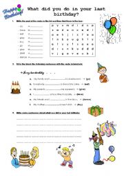 English Worksheet: My last birthday