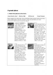 English Worksheet: A GREAT PLACE