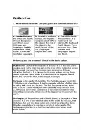 English Worksheet: CAPITAL CITIES