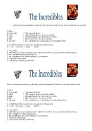 English Worksheet: The Incredibles