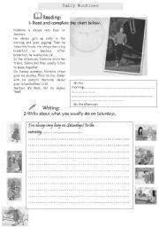 English Worksheet: Daily Routine - Reading & Writing