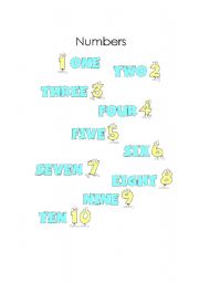 English Worksheet: Numbers From 1-10 for Kids