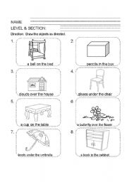 English Worksheet: position words and determiners