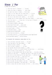 English Worksheet: since / for 