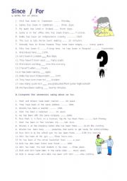 English Worksheet: since / for 