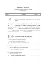 English Worksheet: MIXED PAST TENSE EXERCISES