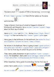 English Worksheet: Harry Potters First Day of School