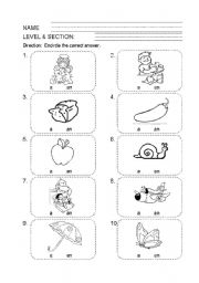 English Worksheet: article a and an