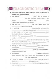 English Worksheet: Diagnostic Test