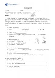 English Worksheet: Reading Test 