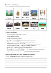 Places around the town - worksheet