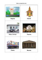 English Worksheet: Places around the town - flashcards
