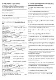 English Worksheet: relative clauses