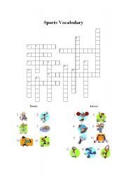 English Worksheet: Sports Vocabulary Crossword