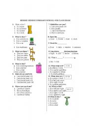 English worksheet: test for beginners