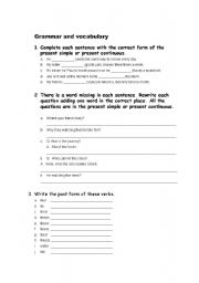 English Worksheet: Grammar practice