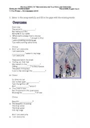 English worksheet: Overcome- lyrics